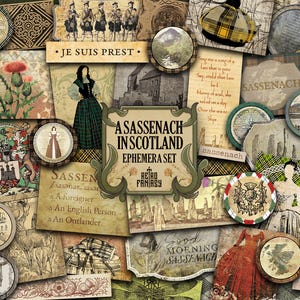 A Sassenach in Scotland Add Extras Kit • Scottish Ephemera Kit • Scrapbooking • Bookish Scrapbook Kit • Scottish Labels, Tags & cards