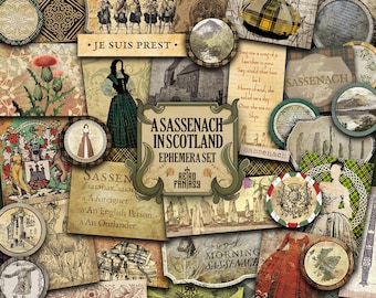 A Sassenach in Scotland Add Extras Kit • Scottish Ephemera Kit • Scrapbooking • Bookish Scrapbook Kit • Scottish Labels, Tags & cards