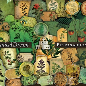 Botanical Dream Extras add on Kit  •  Ephemera Printable  •  Herbs Ephemera • Botanics Scrapbook •  Floral  • Digital Ephemera Kit