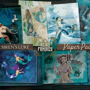 Die Sirene Lure Papier Pack • Meerjungfrau Papier Kit • Scrapbooking Papier Pack • Fantasy Journal Kit • Fantasy Meer