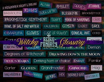 Printable Witchy Glossary • Digital Book of shadows Words • Witchcraft •  Inspirational • Collage Sheet • Scrapbook