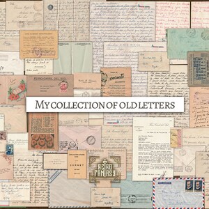 100 pieces: My collection of OLD LETTERS Handwriting letters, postals, telegram, documents Junk Journal ephemera Scrapbook n Digital image 2