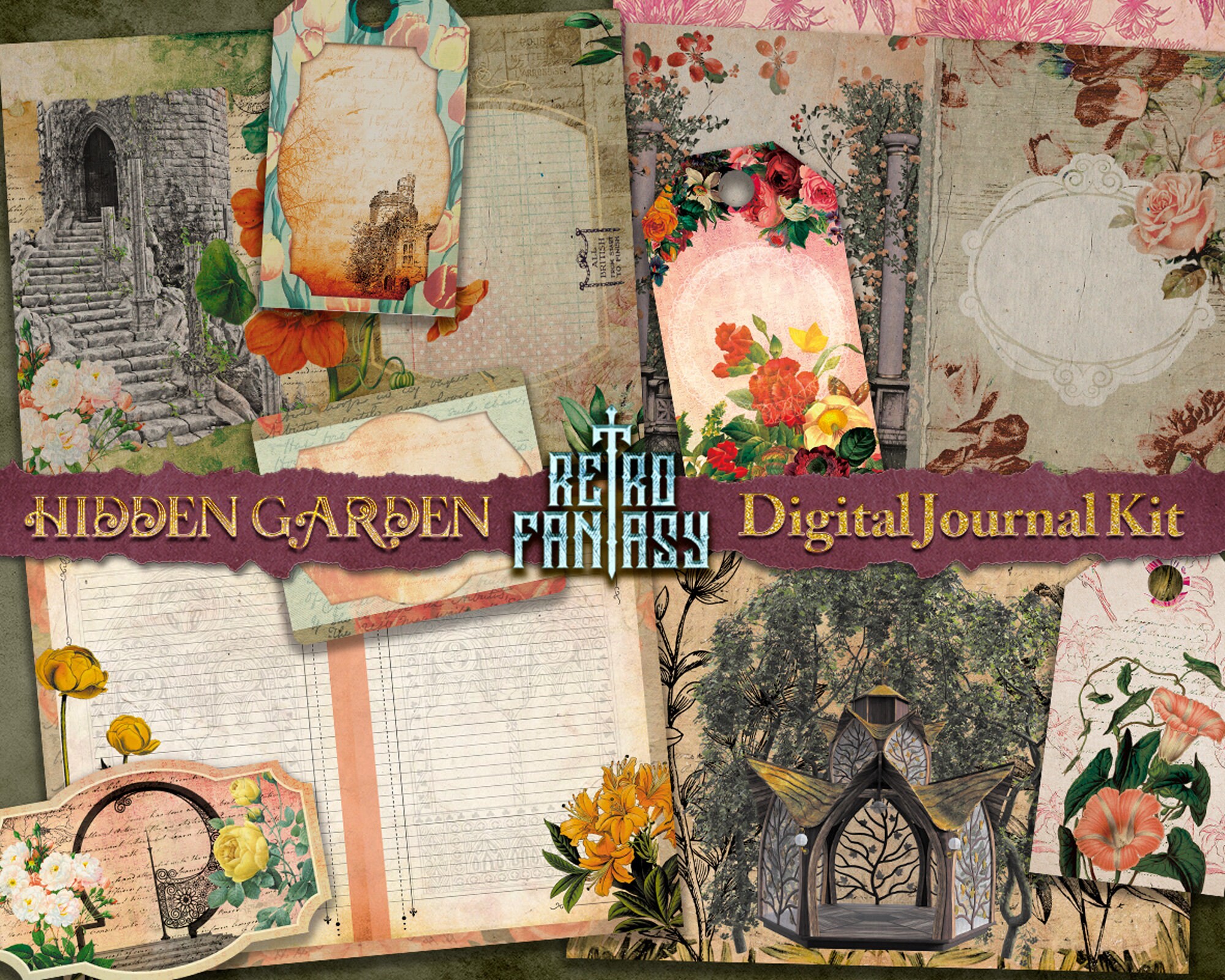 Hidden Garden Junk Journal Kit • Digital Journal • INSTANT Download ...