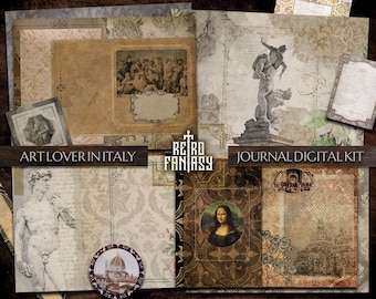 Art Lover in Italy Journal Kit • Art lover Junk Journal Kit • Scrapbooking •  Digital Journal Kit + extras