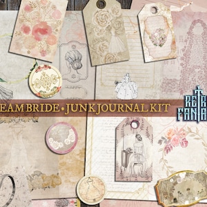 Dream Bride Journal Kit Printable • Wedding Junk Journal Kit • Scrapbooking • Ephemera set image 1