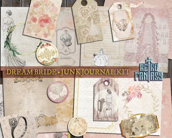 Dream Bride Journal Kit Printable • Wedding Junk Journal Kit • Scrapbooking • Ephemera set