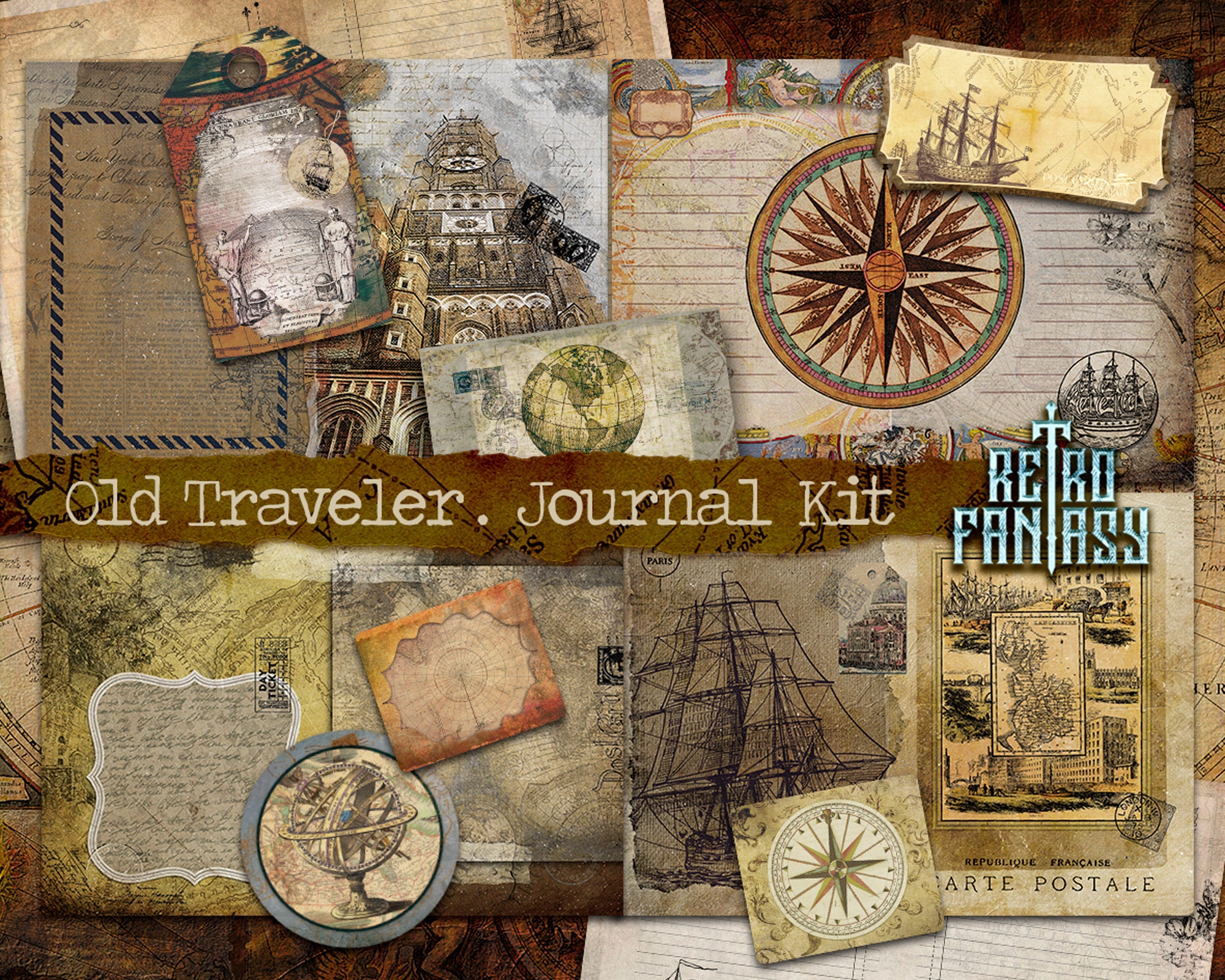 Old Traveler Journal Digital Kit Printable INSTANT Download - Etsy
