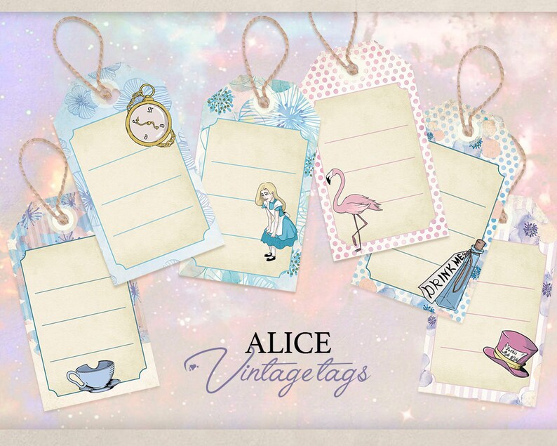Alice in wonderland Vintage Tags