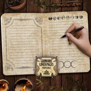 Printable Blank Book of Shadows Pages • Vintage Page • Scrapbook Journal • Wicca pages • Junk Journal Pages • Moon • Grimoire • Witchy pages