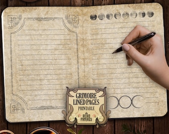 Printable Blank Book of Shadows Pages • Vintage Page • Scrapbook Journal • Wicca pages • Junk Journal Pages • Moon • Grimoire • Witchy pages