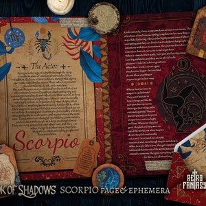 Pagine SCORPIONE stampabili ed effimeri • Libro delle Ombre • ZODIACO • Pagine Wicca • Pagine di diario spazzatura • Grimorio • Pagine streghe • ASTROLOGIA