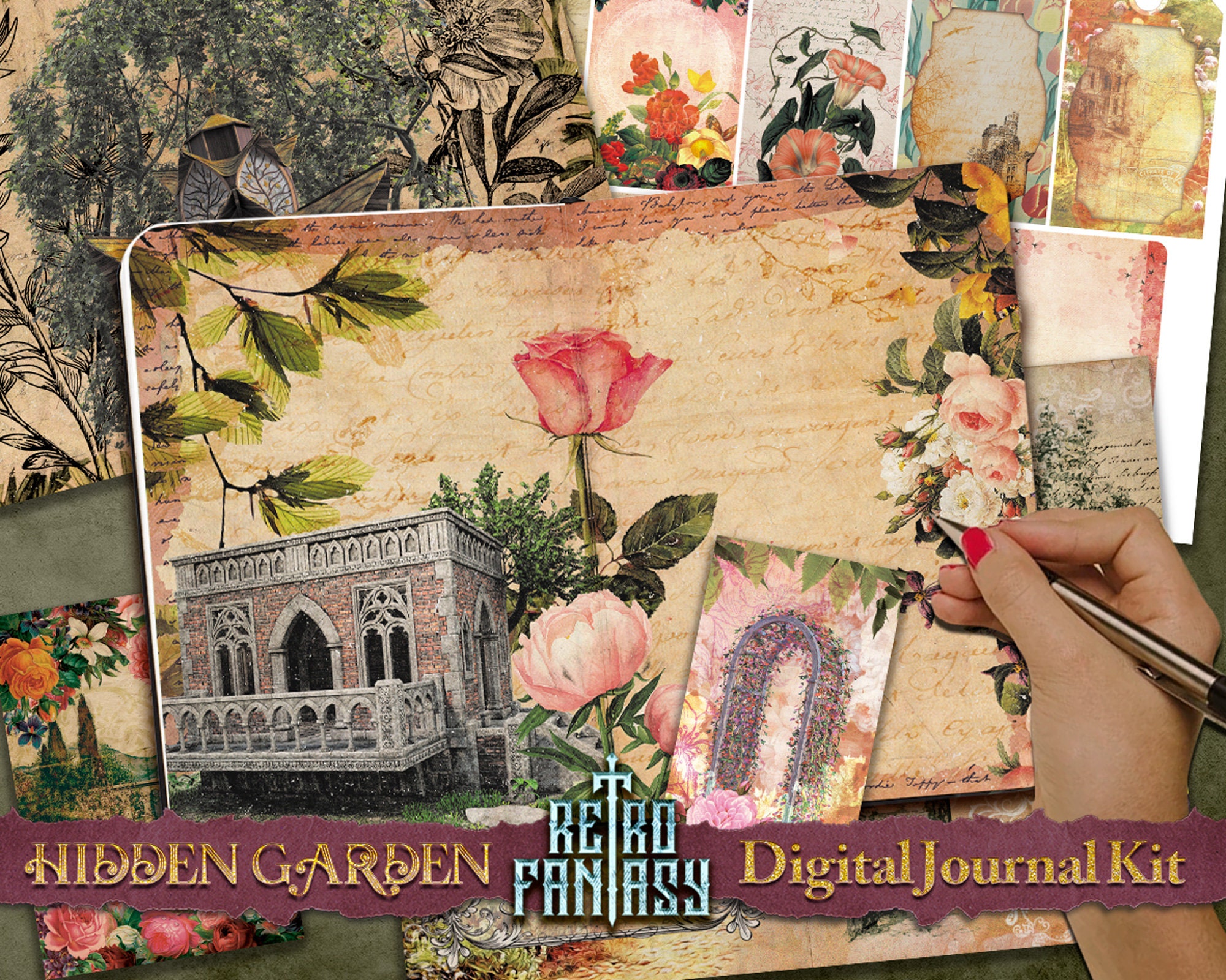 Hidden Garden Junk Journal Kit • Digital Journal • INSTANT Download ...