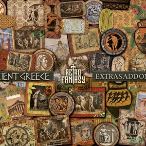 Kit effimeri digitali dell'Antica Grecia • Greco stampabile • Scrapbooking • Kit aggiuntivo aggiuntivo