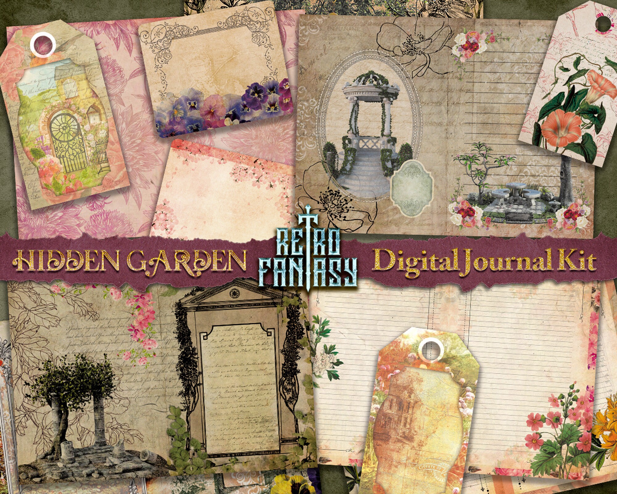 Hidden Garden Junk Journal Kit • Digital Journal • INSTANT Download ...