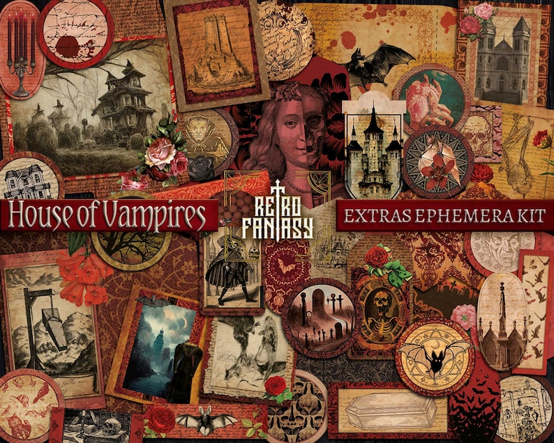 House of Vampires Ephemera Kit Digital Download Etsy