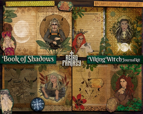 Book of Shadows VIKING Witch • Junk Journal Kit Printable •TEMPLATE for spells for FREE!• Magic•Wicca•Journal Pages•Grimoire•Book of spells