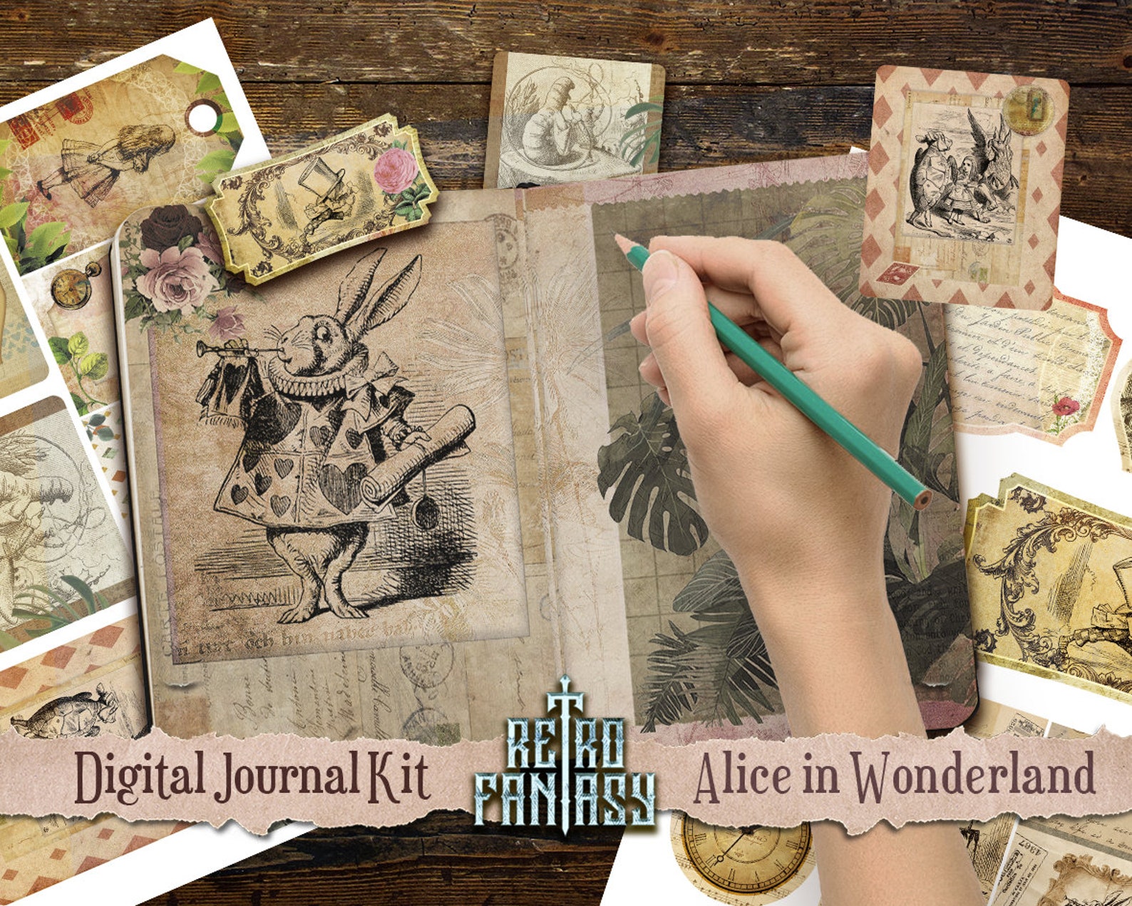 Alice in Wonderland Journal Digital Kit Printable INSTANT - Etsy