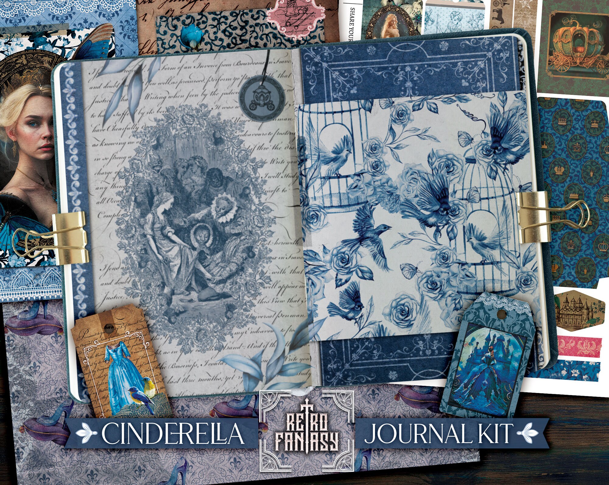 Princess Cinderella Digital Journal Kit • INSTANT Download • Junk ...