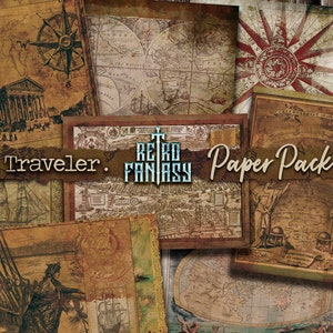 Old Traveler Journal Digital paper pack | INSTANT Download | Travel Map Journal | Antique Junk Journal pages |  Old Maps papers