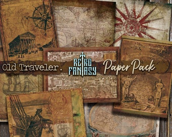 Altes Traveler Journal Digitales Papier | SOFORTIGER Download | Reise Landkarte Notizbuch | Antique Junk Journal Seiten |  Alte Landkarten Papiere
