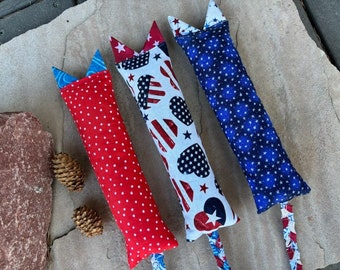 USA Cat Toy!  Catnip Kitty Kickers!   MEDIUM:  9 Inches Long excluding Ears & Tail!  USA Patriotic Cat Nip Toy!