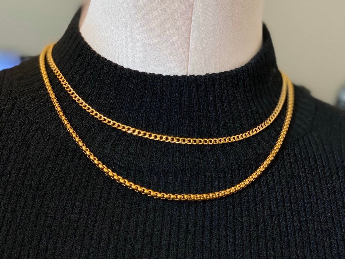 Gold chain necklace non tarnish gold plated chain necklace Etsy