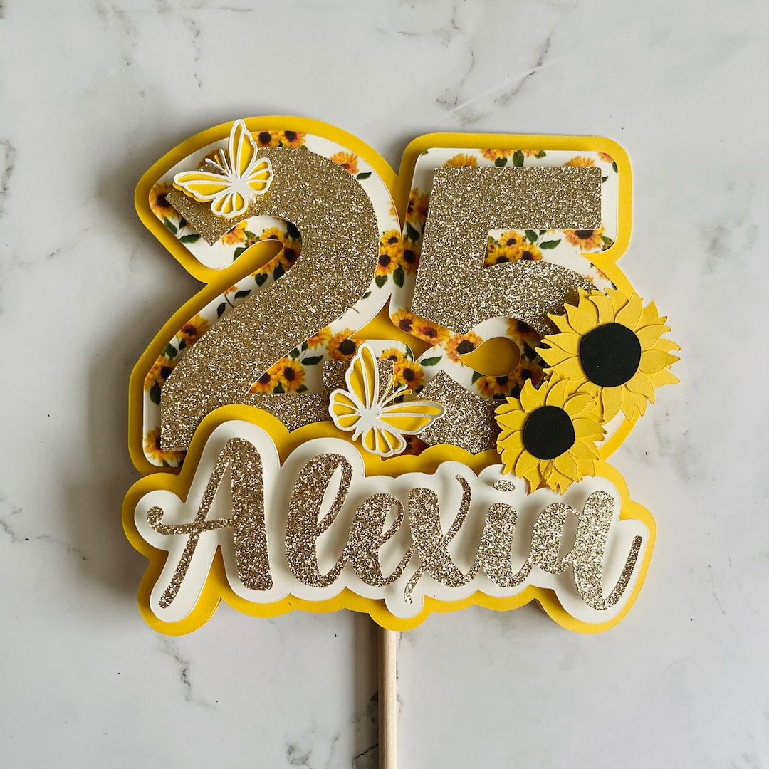 Custom Sunflower Cake Topper , Sunflower Cake Topper , Sunflower