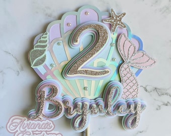 Custom 3D Mermaid Birthday Cake Topper , Mermaid Birthday Cake Topper , Mermaid Cake Topper , Under The Sea Birthday Cake Topper , Mermaid ,