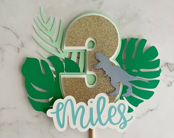 Custom Dinosaur Cake Topper , Dinosaur Birthday , Dinosaur Party , Three Rex , Dinosaur