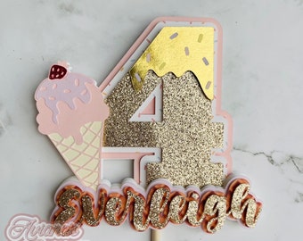 Ice Cream Custom 3D Birthday Cake Topper , Ice Cream Birthday Cake Topper , Ice Cream Cake Topper , Ice Cream Birthday , Custom Cake Topper