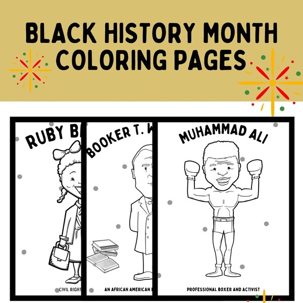 Black History Month Coloring Pages for Kids | Printable African American Figures Coloring Book | Downloadable Black History Icons Color Page