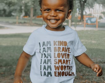 Kids Affirmations Shirt - Positive Black and Brown Children's Tee