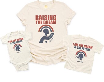 Juneteenth Family Shirts | Raising the Dream Matching Shirts | I Am the Dream & the Future | Baby, Kids, and Adults Sizes | Black Owned