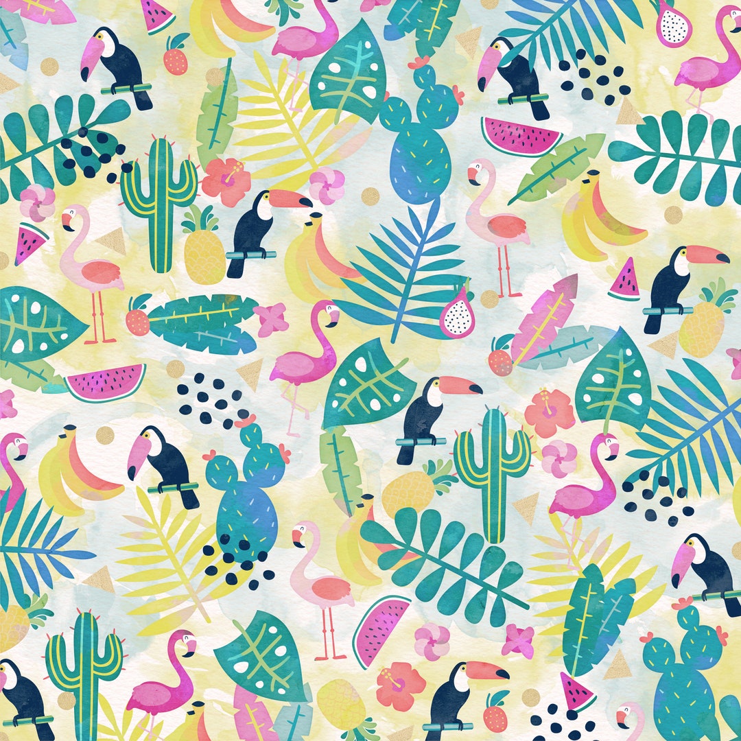 Summer Fun Vinyl Sheets 6x6 and 12x12 Printed Vinyl Flamingos Print