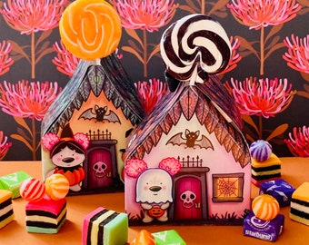 New Designs! Choose from two Pinkoala Halloween Houses - Trick or Treat - DIY Candy Box/ Party Supply Box/ Paper craft/ Halloween Decoration