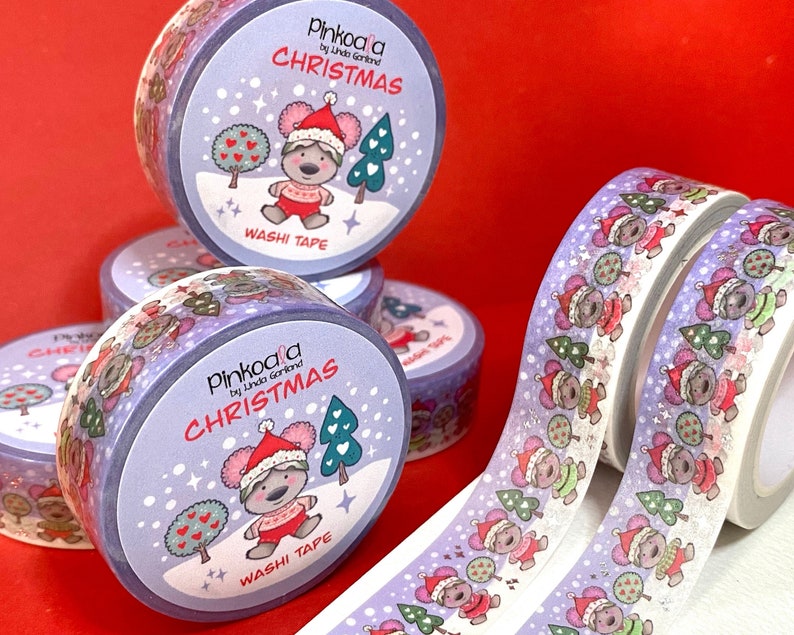Christmas Washi Tape w Silver Foil/ Decorative Tape/ Xmas Washi/ Traditional Snow /Gift wrapping accessories/ Christmas Friends Sweater image 5