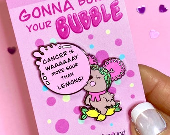 Sour Lemons Enamel Pin / Pinkoala Cancer Support Pin / Cancer Awareness Pin / Bubble Gum pin / Sour Lemon Enamel Pin / Cancer Survivor Gift