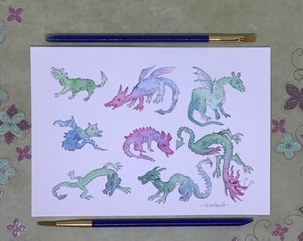 Dragontopia Watercolour/ original artwork/ dragon illustration/ one of a kind