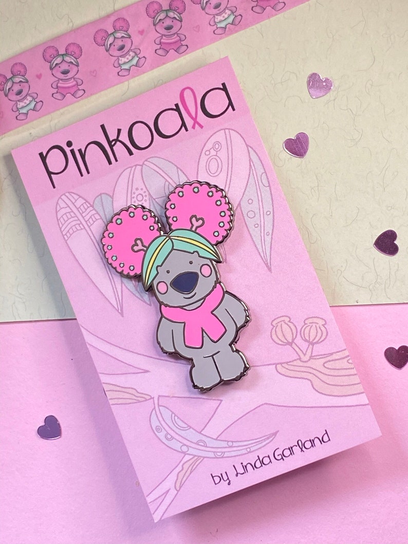 Pinkoala Original Enamel Pin/ Breast Cancer Awareness pin / Cancer support pin/Koala Badge/Australian animals/ Cancer survivor gift image 1