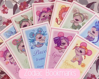 Zodiac Bookmark- Horoscope themed Book accessories/ book lovers gift / reading/ Star Signs / cute / bookish/ Pinkoala