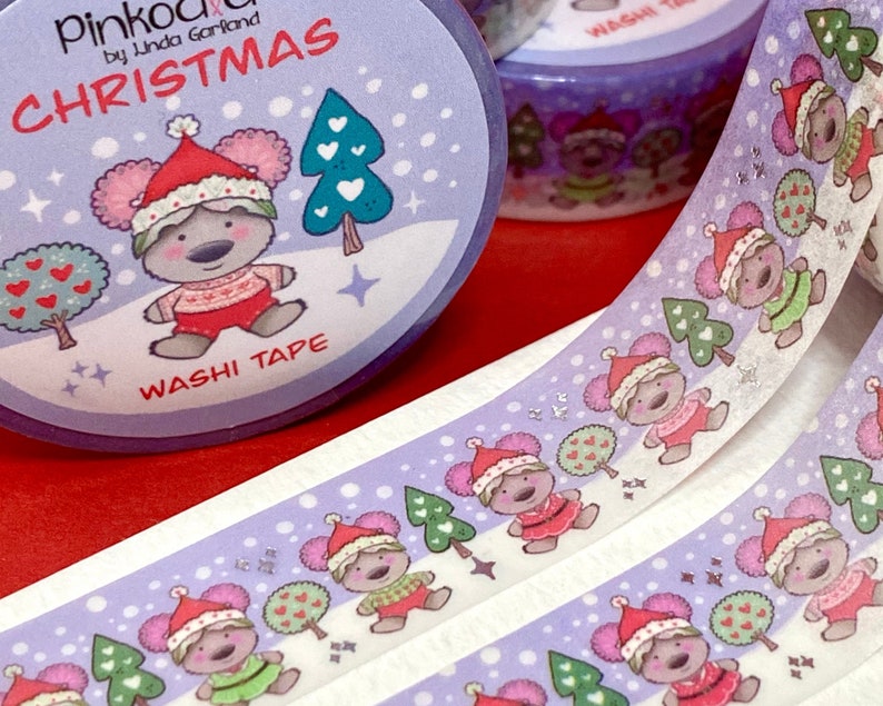 Christmas Washi Tape w Silver Foil/ Decorative Tape/ Xmas Washi/ Traditional Snow /Gift wrapping accessories/ Christmas Friends Sweater image 2