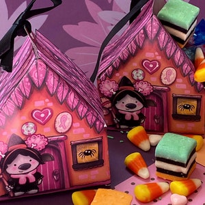 Halloween House Template - Pinkoala Trick or Treat - DIY candy box/ party box / party supply treat box/ Halloween decoration