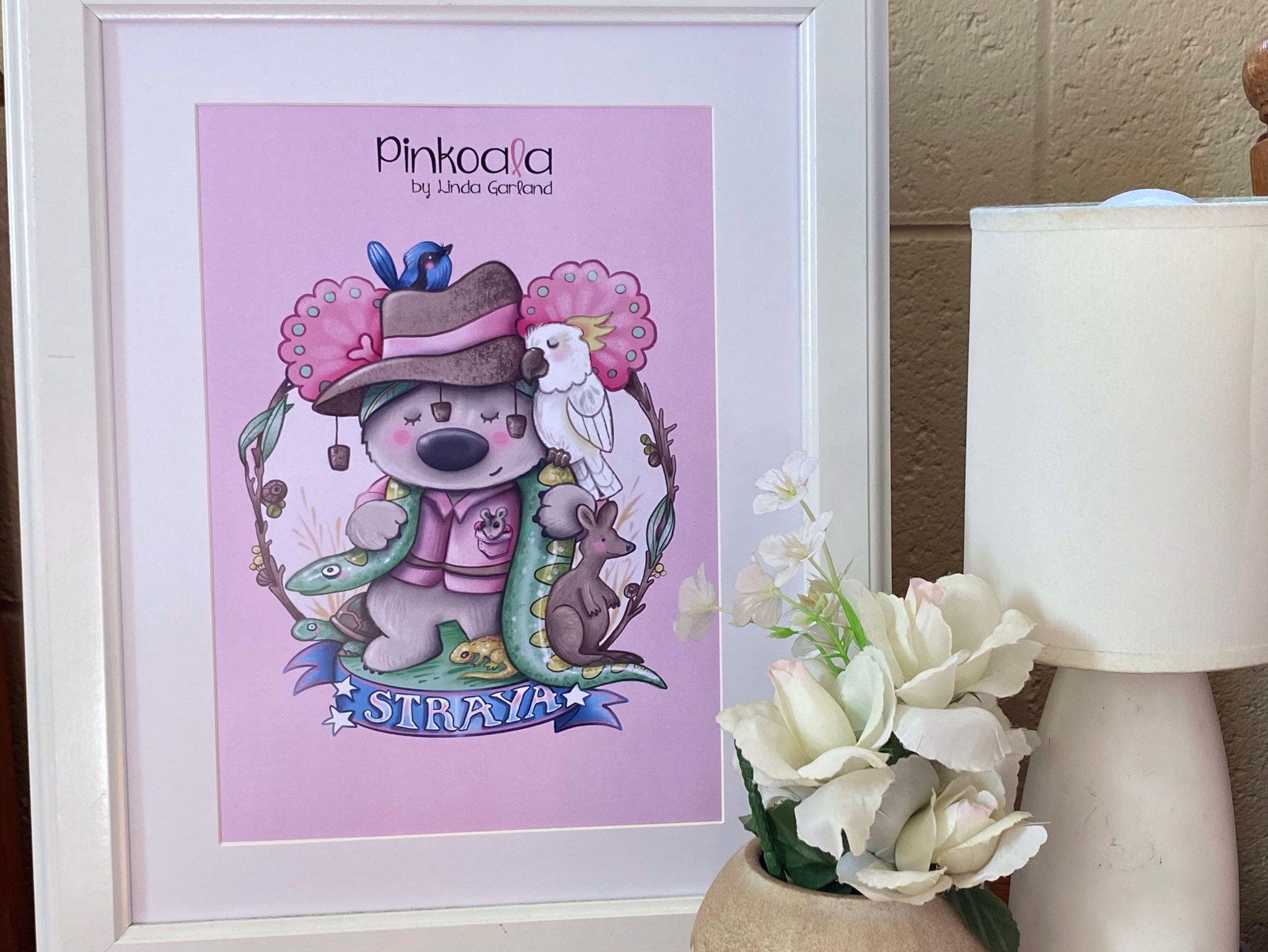 Straya ” A4  Art Print / Pinkoala Illustration/ Australian Animals Print / Koala and friends print / Cute Wall art