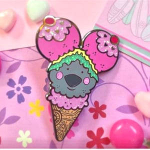 Ice cream cone Enamel Pin/ Pinkoala Breast Cancer awareness pin / Cancer support pin/ Australian animal pin/ foodies Badge / summer/