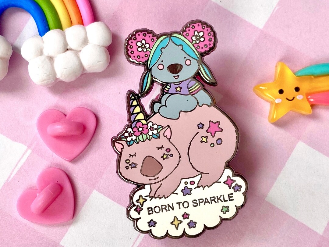 Born to Sparkle Enamel Pin/ Pinkoala/ Koala Hard Enamel Pin/ Wombat Pin ...