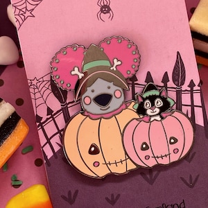 Sweet Pumpkins Enamel Pin /Pinkoala Halloween Pin / Breast Cancer Awareness Pin