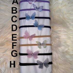 Organza Rhinestone Colorful Butterfly Baby Stretch Headband