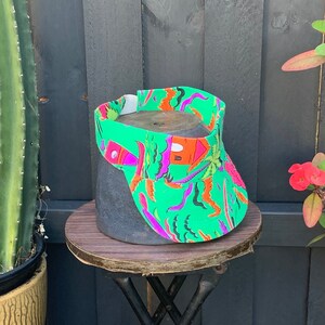 Vintage Green Surf Print Visor African print Sun visor cap - Dark Green Botanical Flow  main image 4