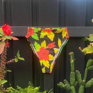 Vintage Dead Stock 80s Ultra Bright Neon Tropical &#39;Retro Floral&#39; High Waist Hi Cut Bikini / Swim Bottoms - NEVER WORN