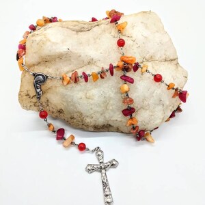 Trifid Nebula Rosary: Crystal Chip Stone Rosary, 14in
